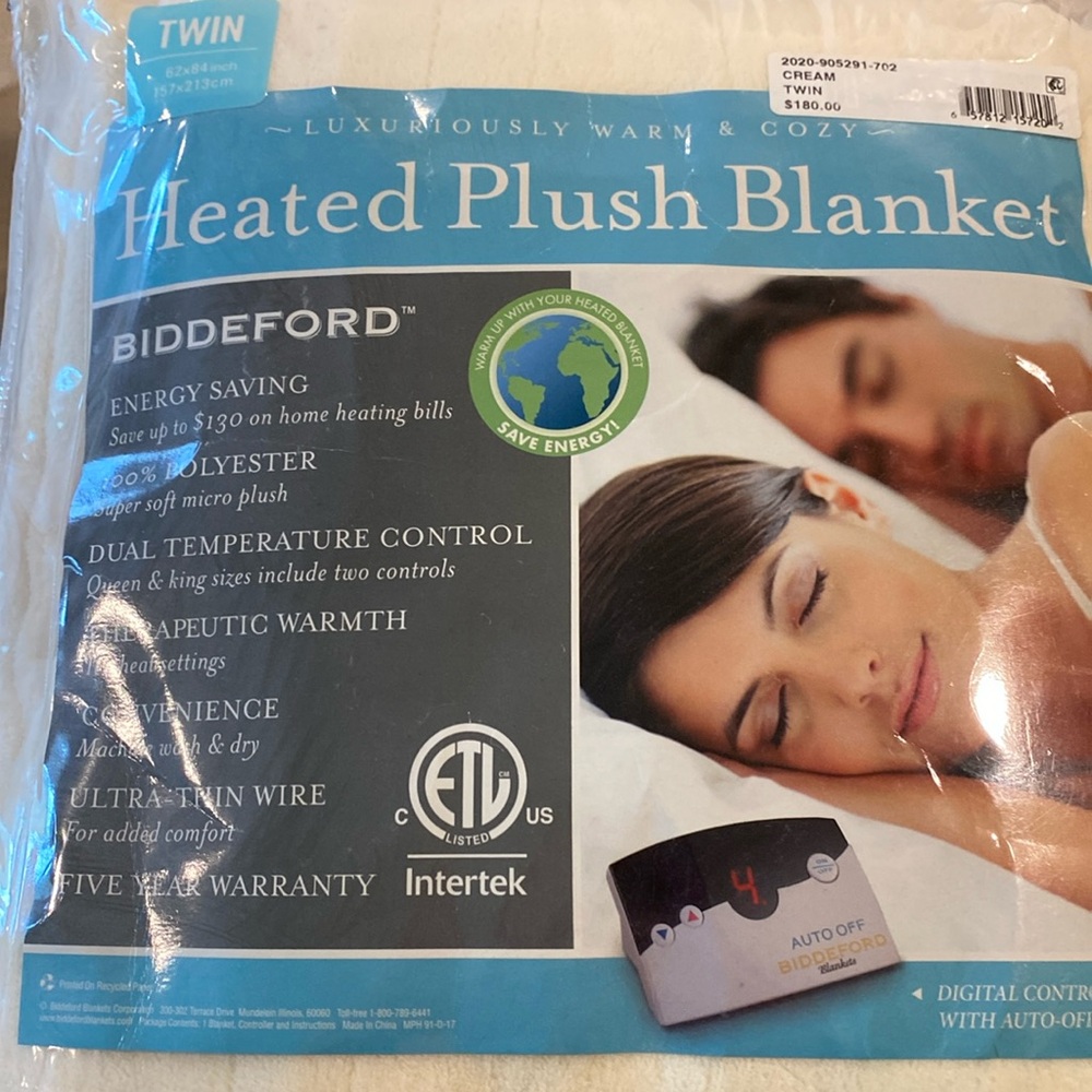 Brand New Twin Heated Plush Blanket